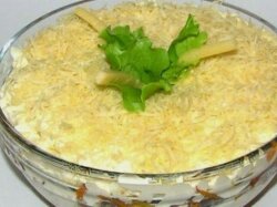 Салат из шампиньонов и сардины