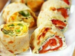 Роллы из тонкого лаваша с рыбой и ветчиной