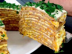 Торт из куриной печени с йогуртом