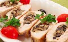 Кордон блю из курицы с грибами и ветчиной