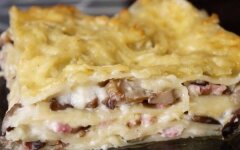 Итальянская лазанья с ветчиной и грибами