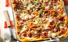 Запеканка с куриным фаршем и спагетти