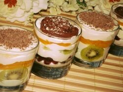 Легкий десерт из творога с фруктами