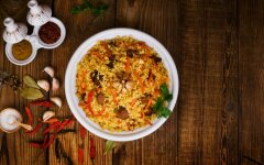 Плов из баранины с пропаренным рисом в казане