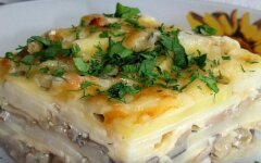 Картофельно-грибная запеканка со сливками