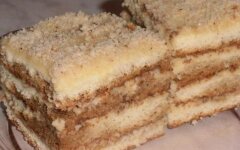 Ореховое пирожное с кремом из вареной сгущенки