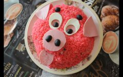 Салат «Свинка» с тунцом, рисом и крабовыми палочками
