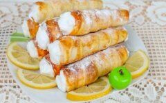 Слоеные трубочки с белково-ванильным кремом