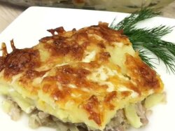 Мясо с картофелем и сыром по-французски в духовке