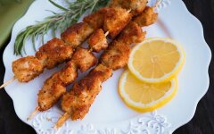 Панированные шашлычки из курицы на сковороде