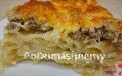 Мясная запеканка из макарон с фаршем в духовке