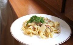 Тальятелле с куриным филе и лисичками