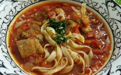 Уйгурский лагман с зеленой фасолью