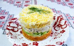Салат «Мужской каприз» с копченой курицей и редькой