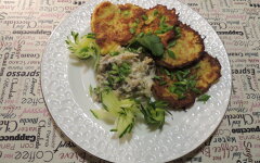 Драники картофельные с шампиньонами и сметаной