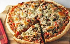 Как приготовить Пицца с шампиньонами, салями, сыром и огурцами рецепт пошагово