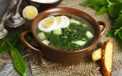 Щи на курином бульоне с яйцом и щавелем