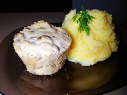 Куриное суфле с грибами в духовке