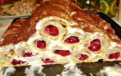 Торт «Монастырская изба» с вишней и грецкими орехами