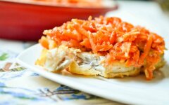 Минтай под маринадом из моркови, лука и сметаны
