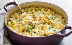 Макаронная запеканка с яйцами в микроволновке