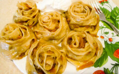 Ленивые манты с тыквой и картофелем без мяса