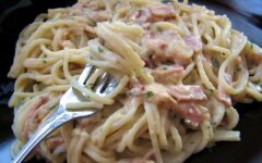 Быстрая паста карбонара с ветчиной и яйцом