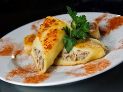 Домашние блинчики с грибами и курицей