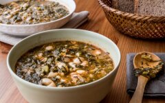 Фасолевый суп с беконом и шампиньонами