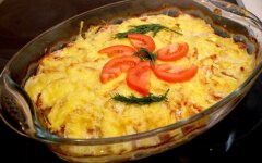Индейка по-французски с картофелем и грибами
