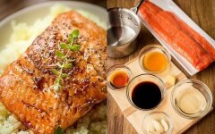 Жареный лосось под соево-медовым соусом