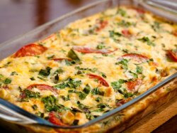 Кабачковая запеканка с помидорами и картофелем