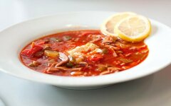 Мясная солянка с копченой курицей