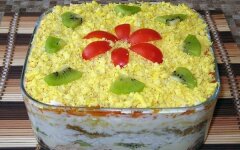 Салат из курицы с морковью по-корейски и киви