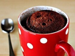 Шоколадно-ванильный кекс в кружке на завтрак