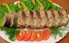 Горбуша фаршированная сыром и грибами в фольге