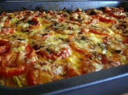 Мясная запеканка из кабачков с сыром и помидорами