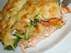Овощная запеканка с сыром и куриным фаршем