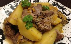 Куриная печень с картошкой и болгарским перцем в мультиварке