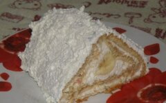Творожный торт с яблоками и бананами без выпечки