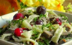 Салат с говяжьем сердцем и редькой