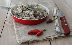 Вешенки с луком в сметане в духовке