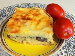 Картофельная запеканка с грибами и плавленным сыром