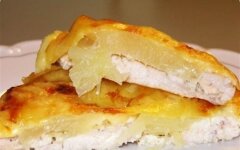 Запеченная курица с ананасами и сыром в духовке