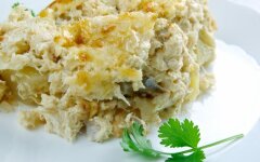 Картофельная запеканка с филе минтая в духовке