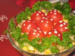 Салат «Мухомор» с корейской морковью