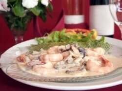 Креветки с текилой в сливках