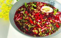 Холодный борщ с огурцом и редиской