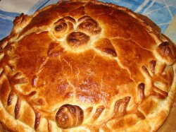 Курник с блинами из дрожжевого теста