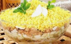 Салат «Подсолнух» с креветками и щучьей икрой, рецепт с фото